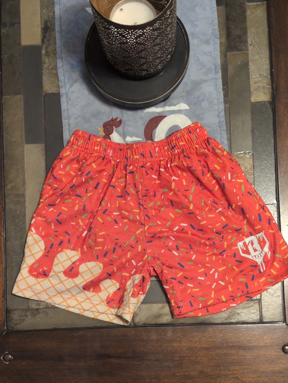Baseball Lifestyle 101 Youth Red Sprinkle Shorts with Ice Cream Drip